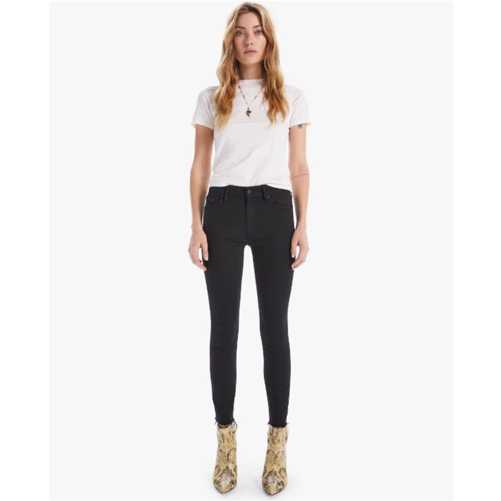Mother Looker Ankle Fray Not Really The Outdoor Type Black Wash Size 26